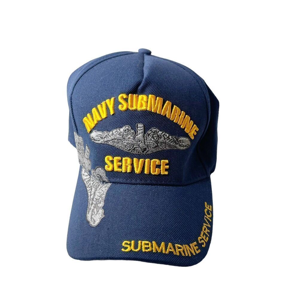 Vintage Navy Submarine Service Adjustable Hat Blue Embroidered Baseball Cap